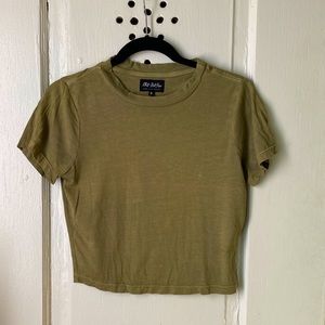 Backbeat Rags army green crop t-shirt